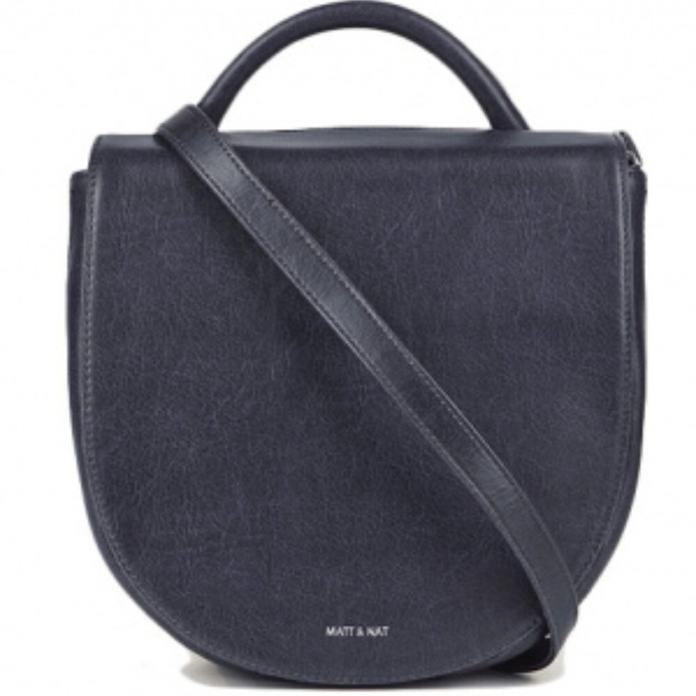 Matt & Nat Black "Parabole" Saddle Crossbody Bag with Flap Closure